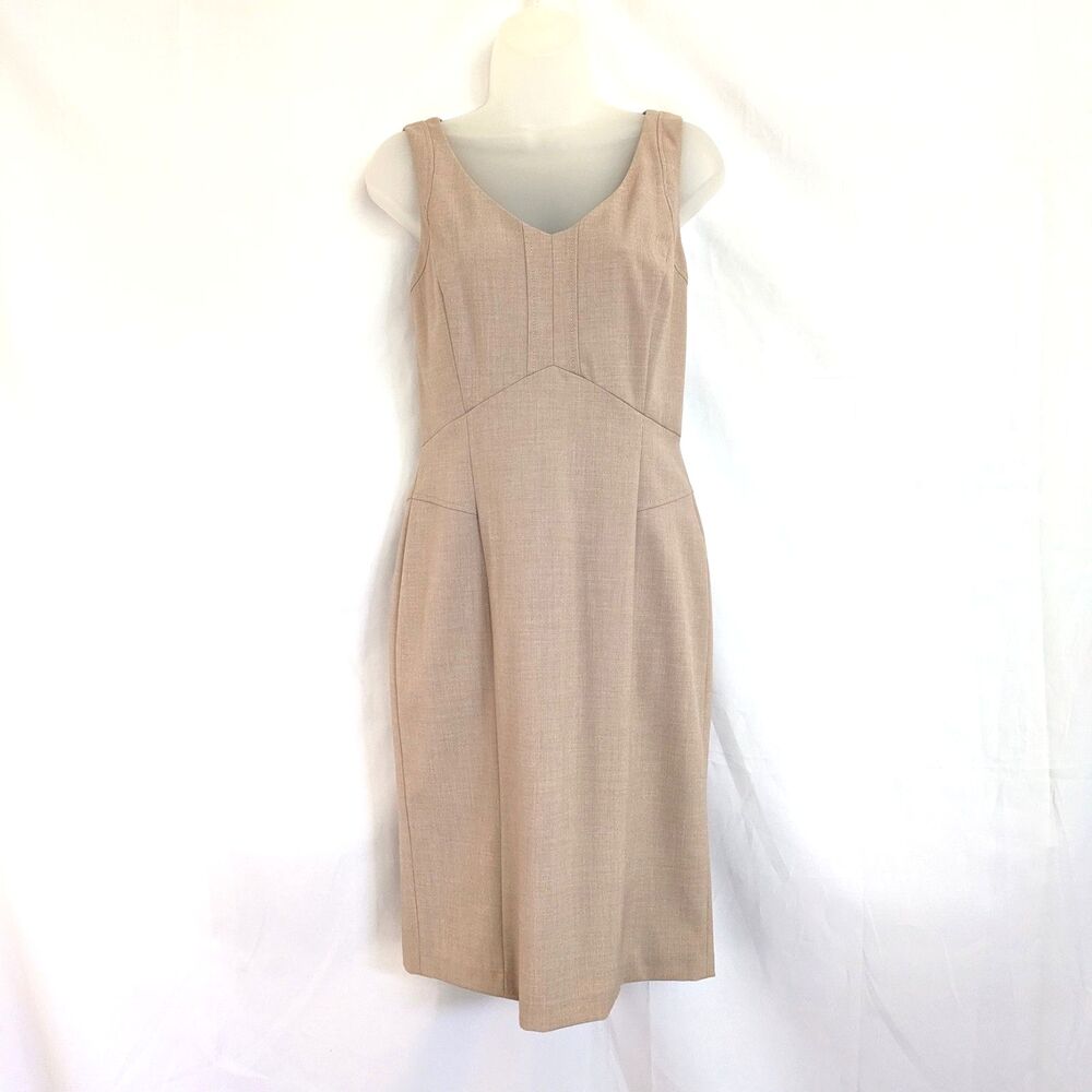 White House Black Market Melange Sheath Dress 2 Khaki Tan NWT Career Corpcore